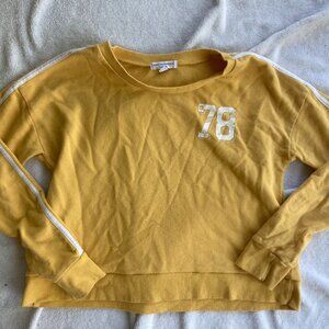 Yellow Long Sleeve Cropped Sweatshirt Top